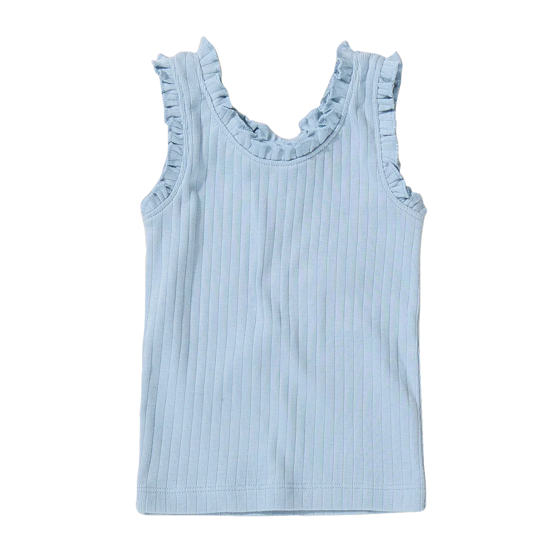 Pink Chicken Joy Ruffle Rib Tank in Light Blue