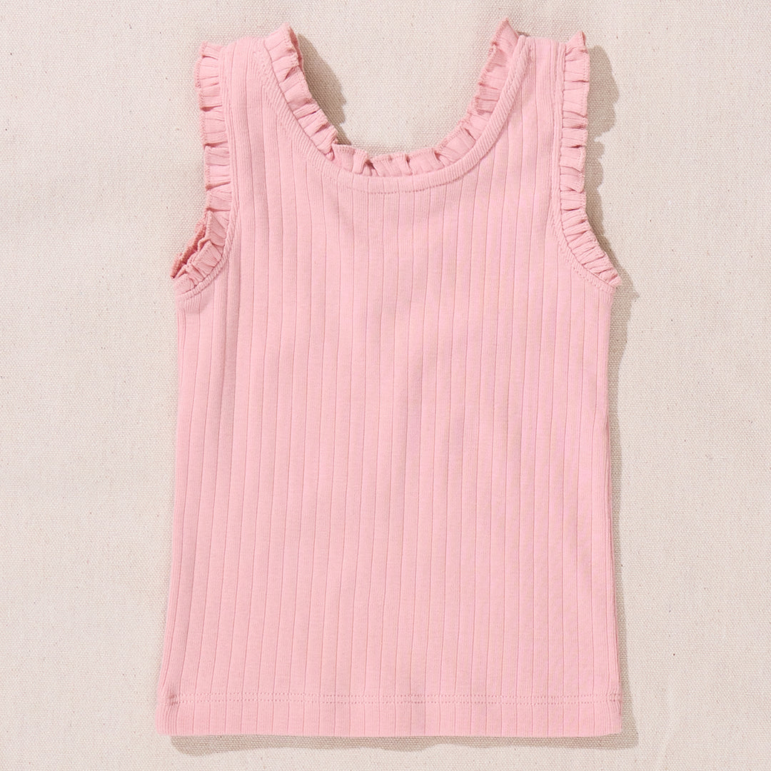 Pink Chicken Joy Ruffle Rib Tank in Pink