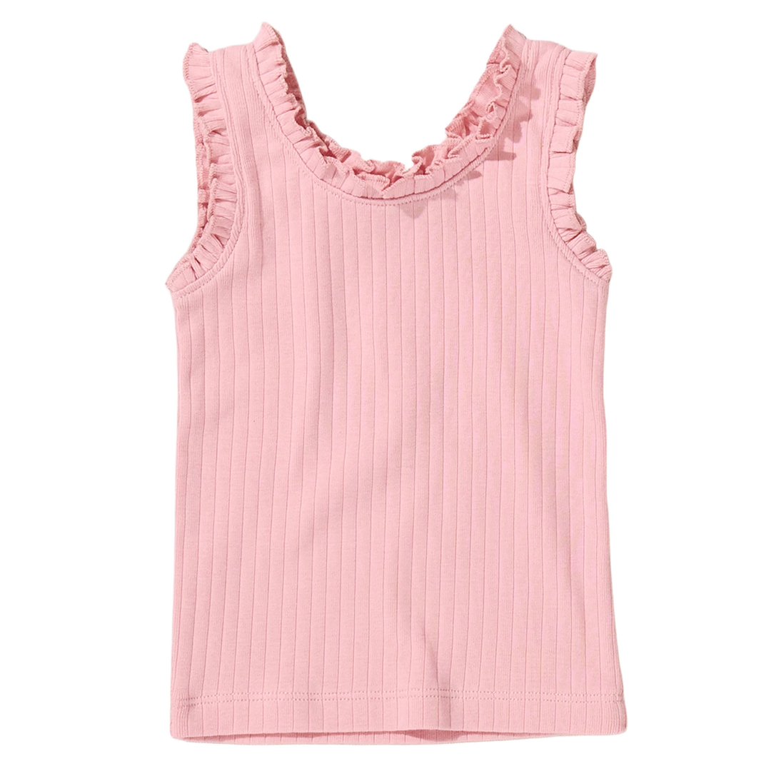 Pink Chicken Joy Ruffle Rib Tank in Pink