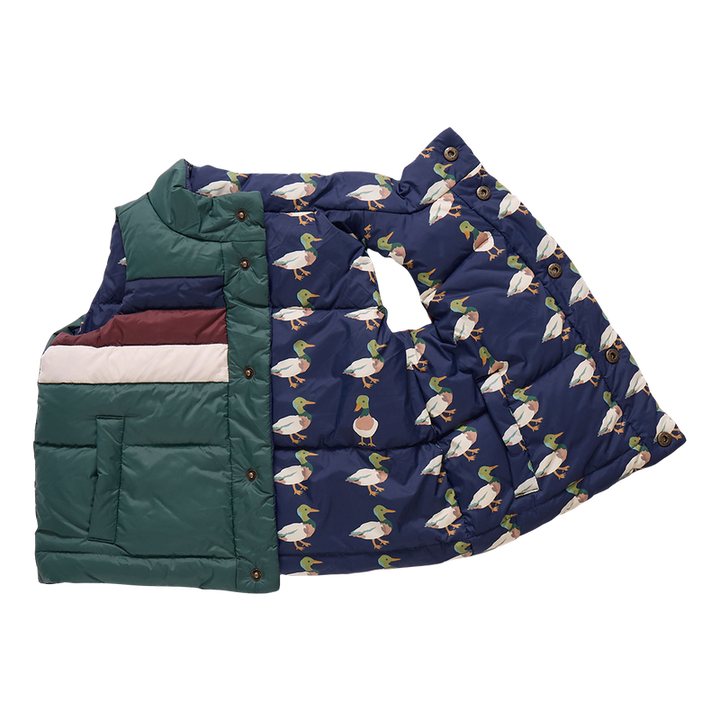 Pink Chicken Reversible Ellis Vest in Evergreen Stripe (sizes 4-6)