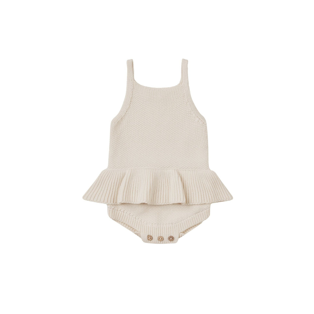Quincy Mae Natural Knit Ruffle Romper