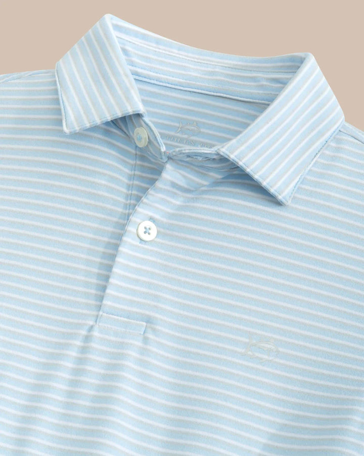 Southern Tide Ryder Halls Stripe Polo in Clearwater Blue