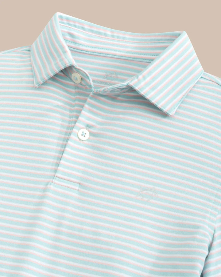 Southern Tide Ryder Halls Stripe Polo in Heather Wake Blue