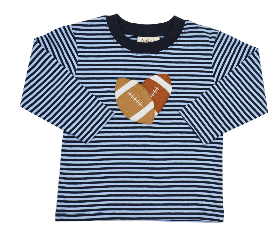 Luigi Kids Stripe Tee with Footballs (size 5-6)