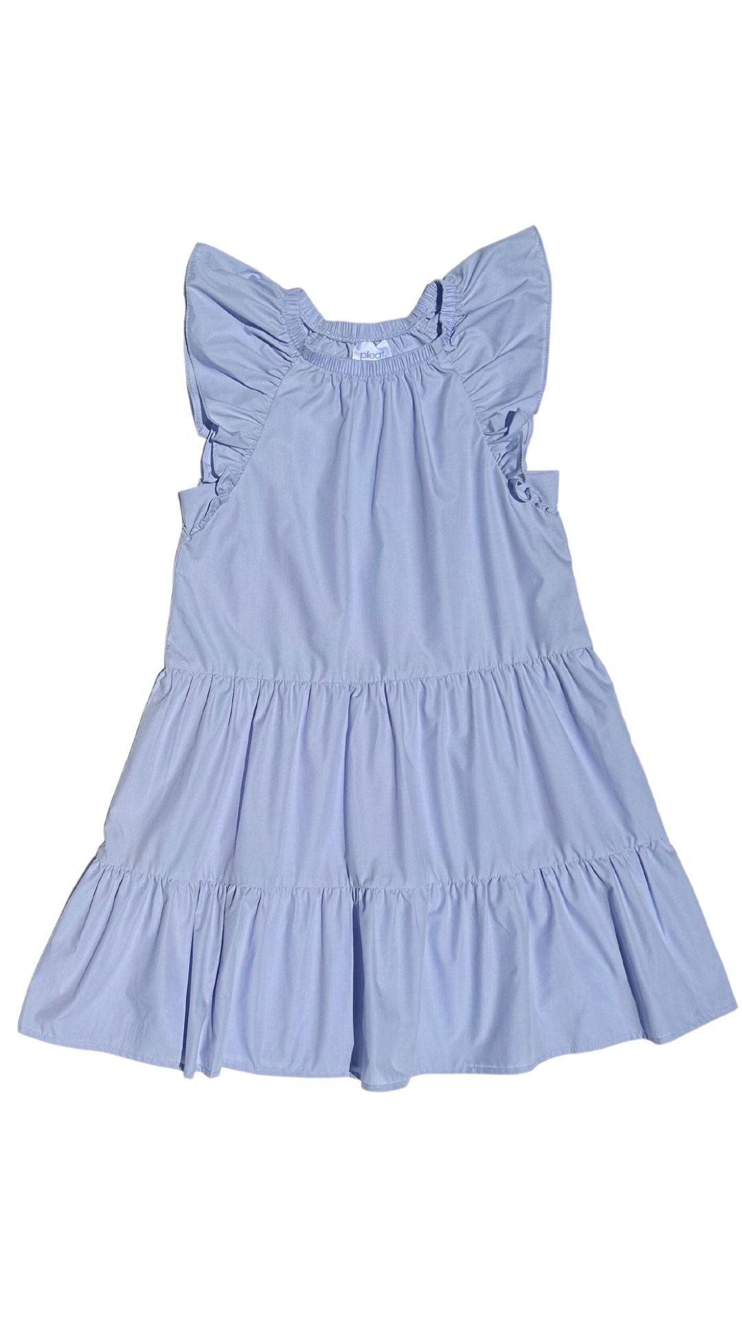Pleat Layla Dress in Pastel Blue