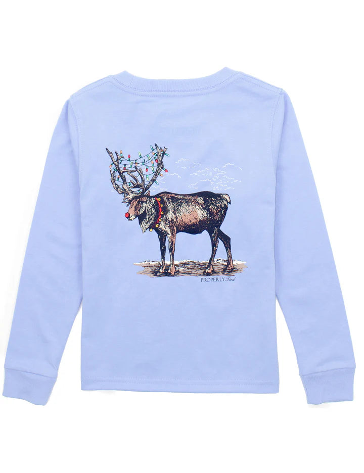 Properly Tied Longsleeve Tee in Light Blue Reindeer