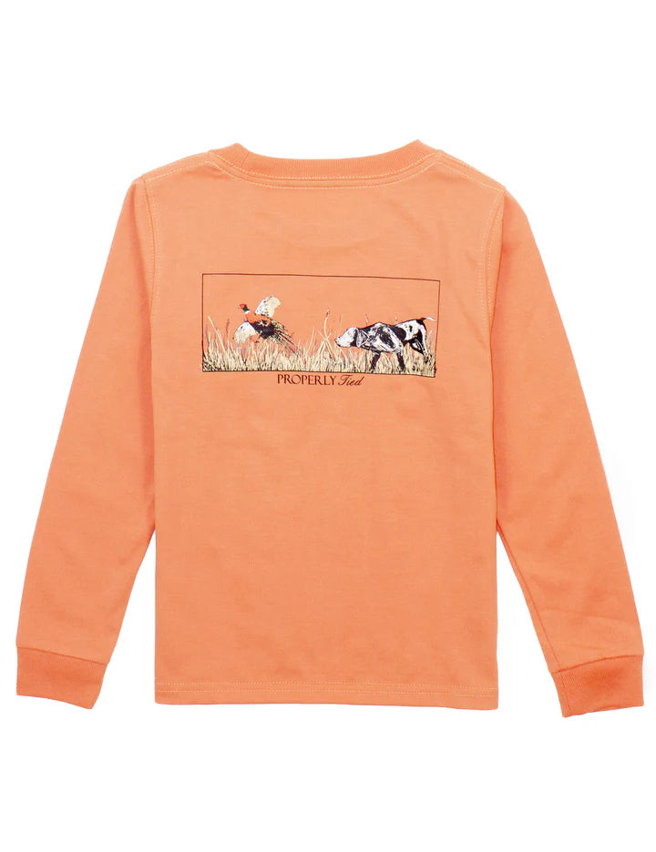 Properl Tied Long Sleeve On the Hunt Tee in Mango