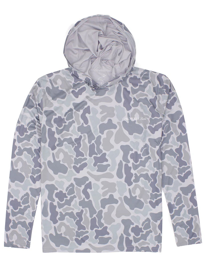 Properly Tied Long Sleeve Performance Hoodie in Polar Camo