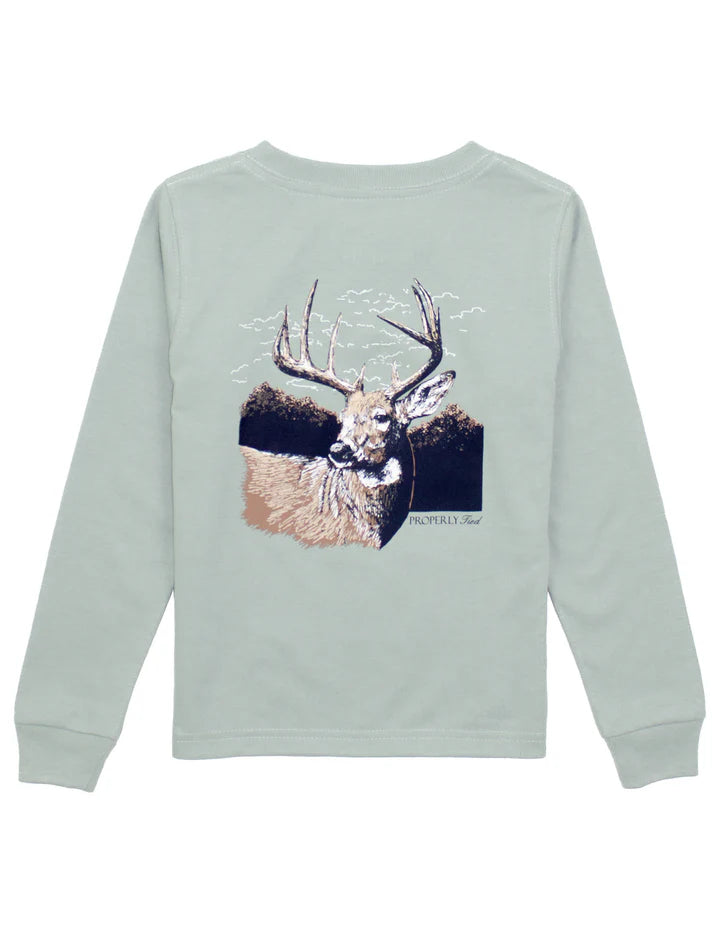 Properly Tied Buck Long Sleeve Tee in Sage