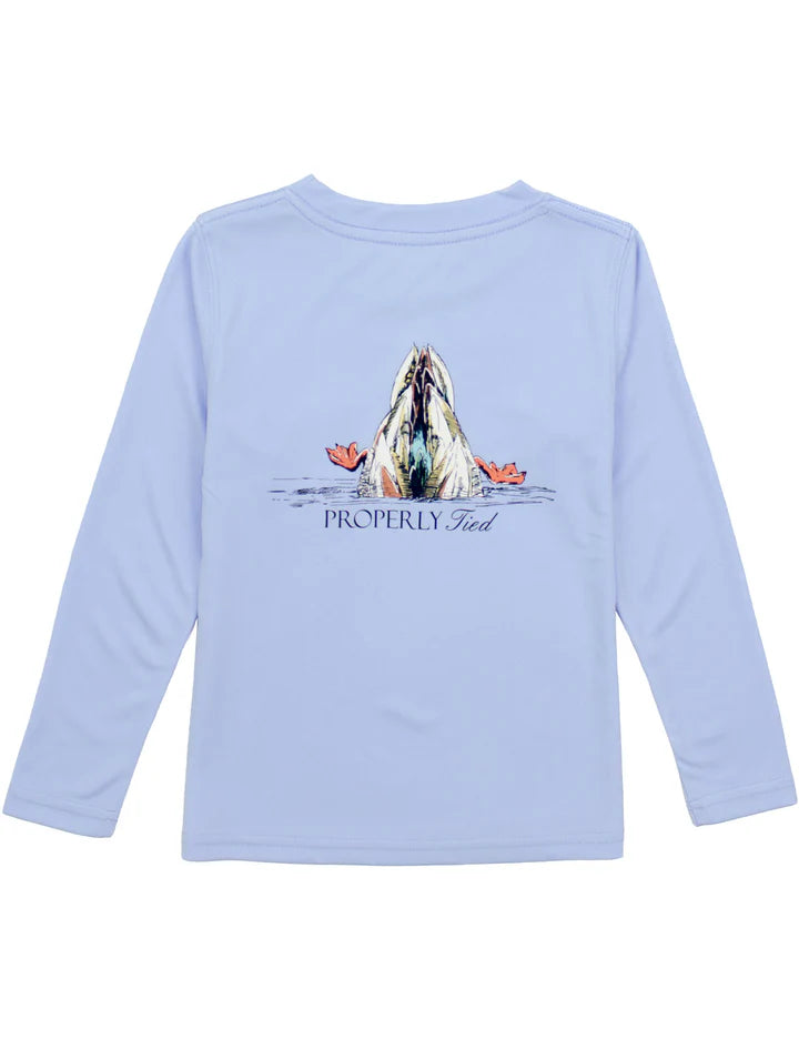 Properly Tied Long Sleeve Performance Tee in Light Blue
