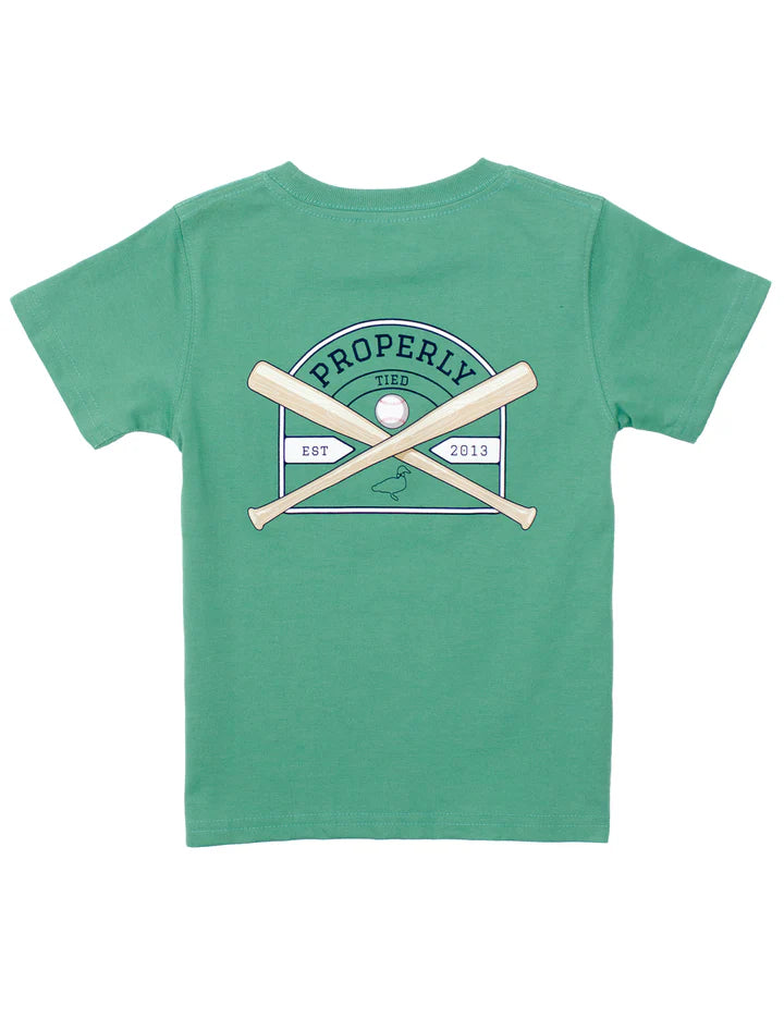 Properly Tied Baseball Shield Tee in Ivy