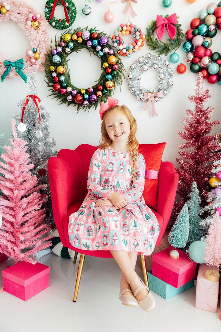 Mila & Rose Long Sleeve Pocket Twirl Dress in Dear Santa