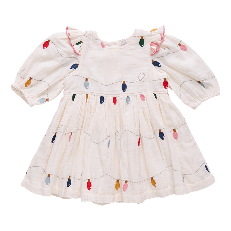 Pink Chicken Brooke Dress in Christmas Lights (size 2-6)