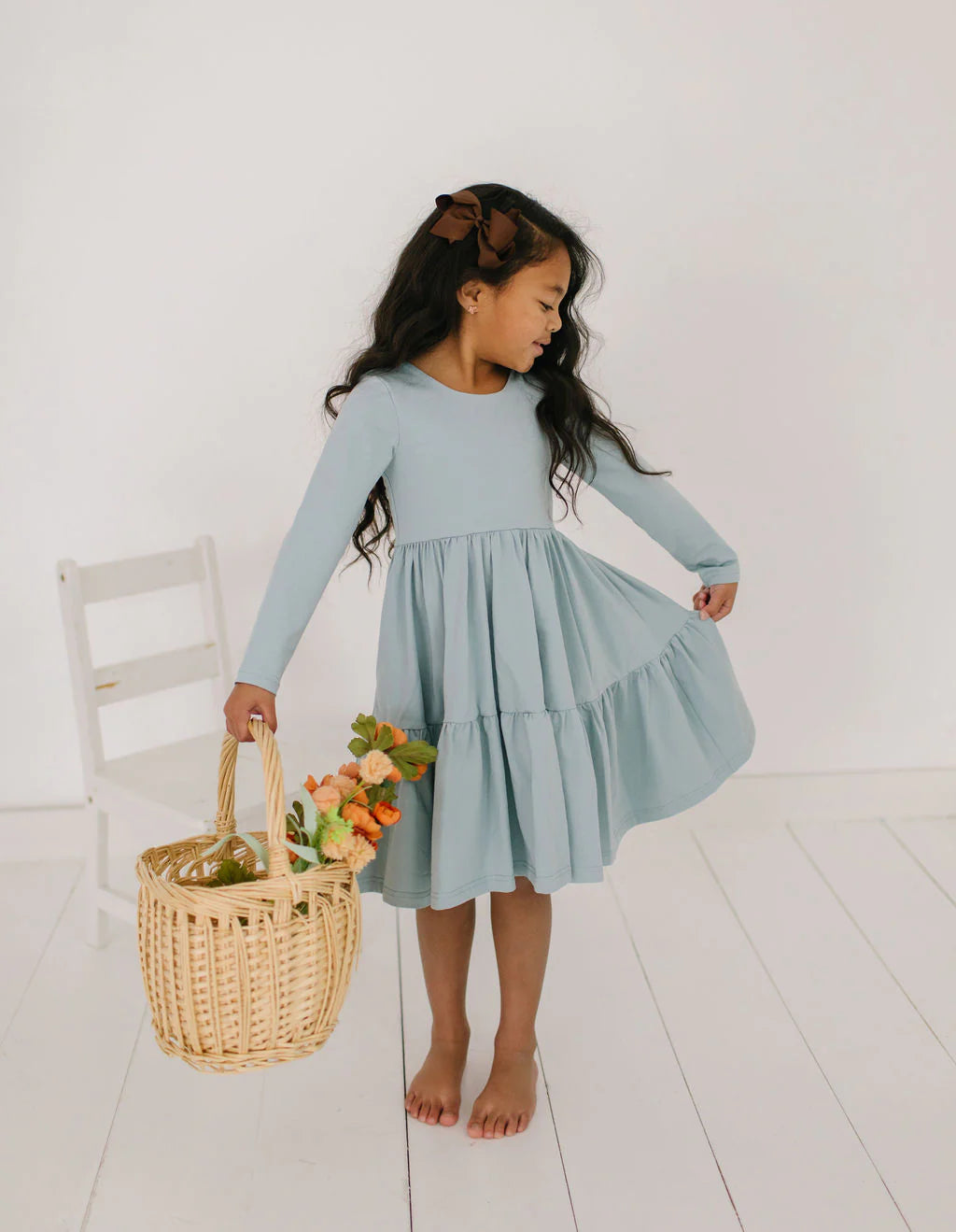 Ollie Jay Gwendolyn Ruffle Dress in Dusty Blue