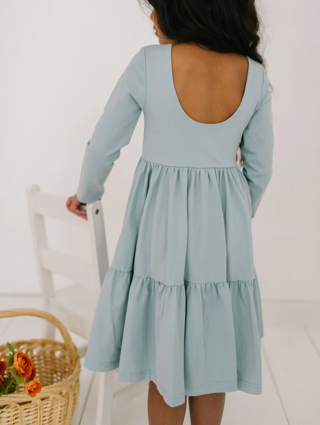 Ollie Jay Gwendolyn Ruffle Dress in Dusty Blue