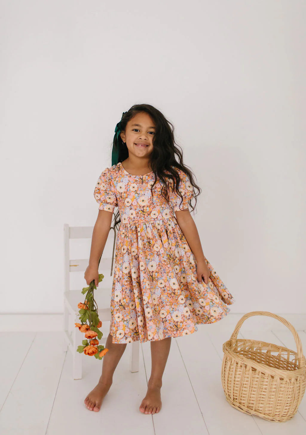 Ollie Jay Puff Twirl Dress in Pumpkin Bouquet