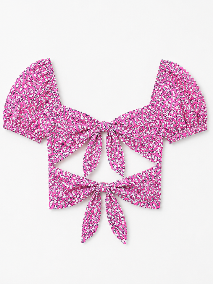 Noa Satin Bright Pink Tie Back Top