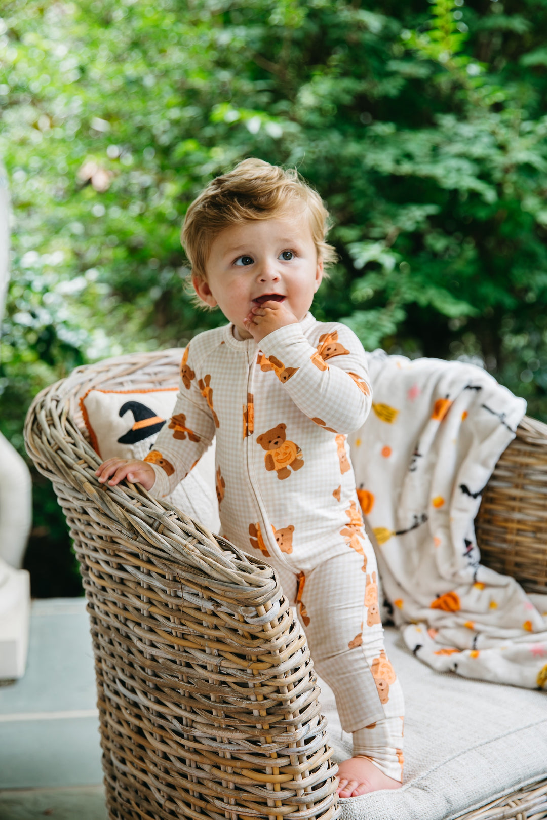 Gingham Bear Zipper Romper