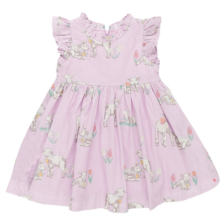 Pink Chicken Leila Dress in Lavender Lambs (sizes 7-8)