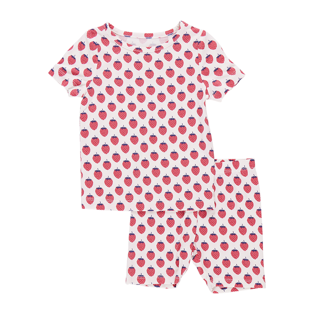 Pink Chicken Strawberry Bamboo Pajama Set (sizes 2-6)