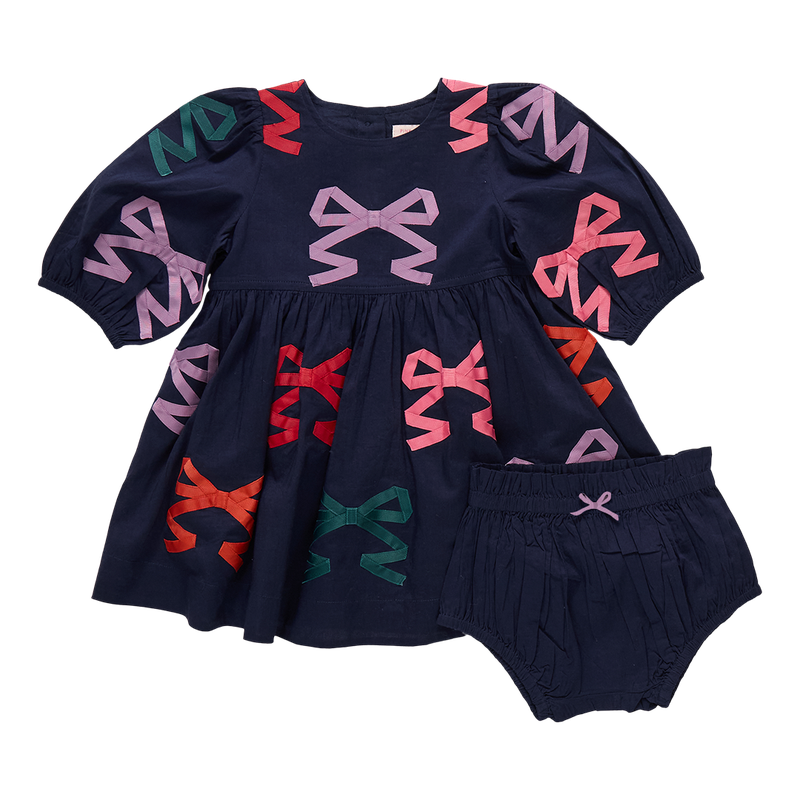 Pink Chicken Baby Brooke Dress Set in Applique Bows