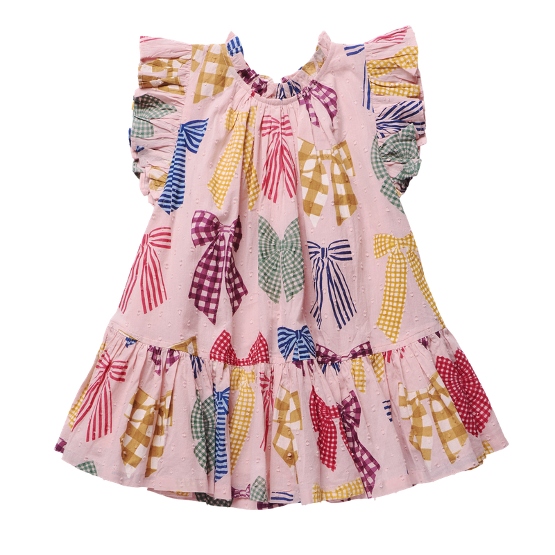 Pink Chicken Harper Dress in Patterned Bows (size 7-10)