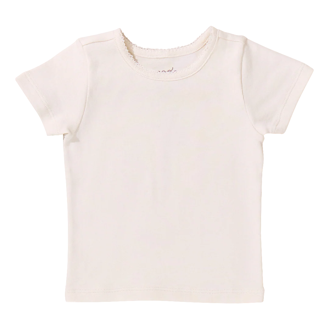 Pink Chicken Short Sleeve Seesaw Rib Tee in Cream