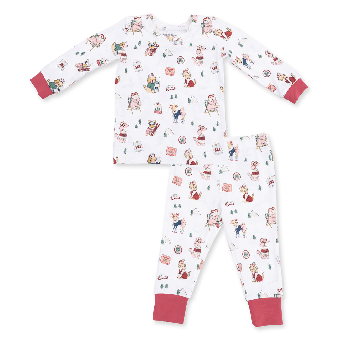 Angel Dear Winter Sports Dogs Pink Long Sleeve Loungewear Set