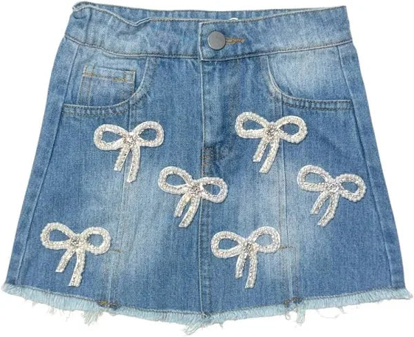 Tween Style Bows Denim Skirt