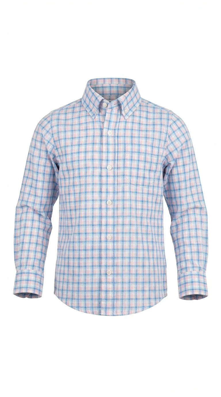 Finn Pier Button Down in Blue Coral
