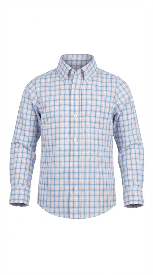 Finn Pier Button Down in Blue Coral