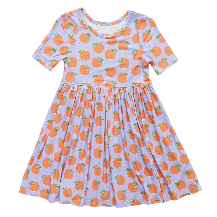 Pink Chicken Bamboo Steph Dress in Lavender Oranges (sizes 2-6)