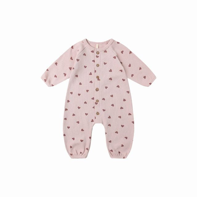 Quincy Mae Waffle Jumpsuit in Hearts