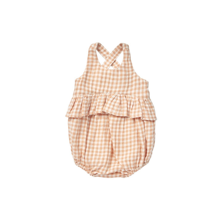 Quincy Mae Melon Gingham Penny Romper