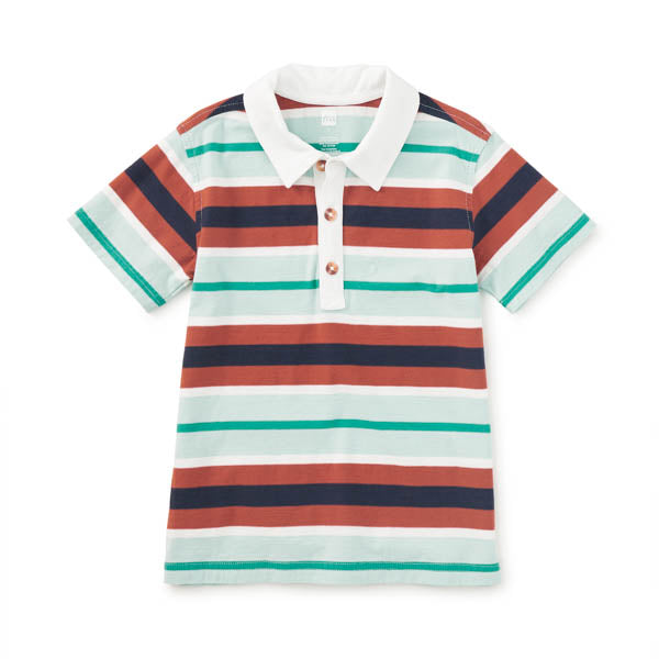 Tea Collection Striped Polo Top in Mineral