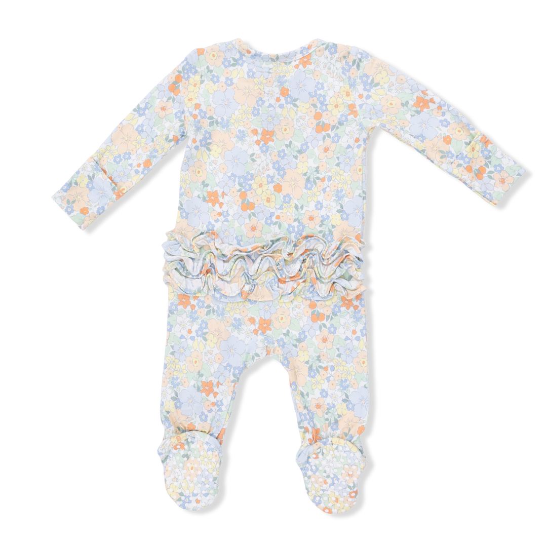 Angel Dear Georgia Floral 2 Way Zip Ruffle Zip Footie