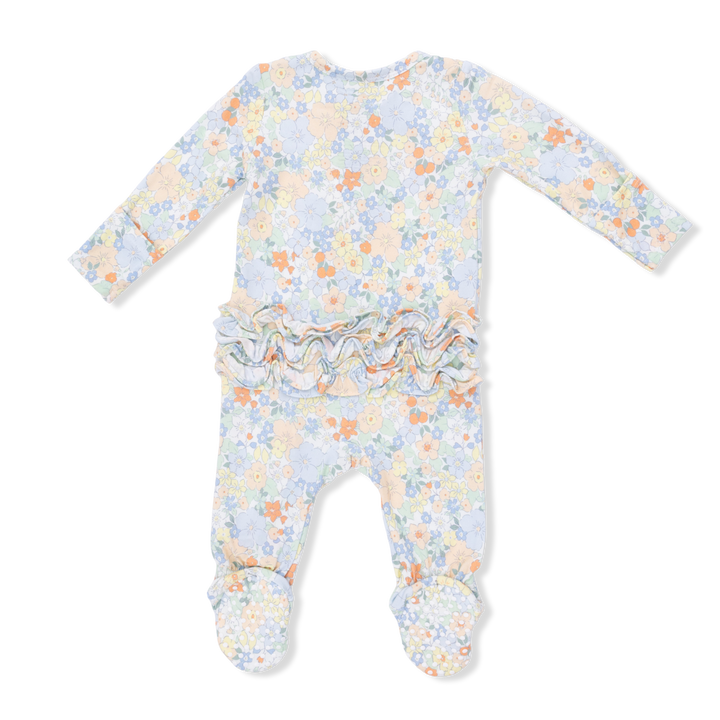 Angel Dear Georgia Floral 2 Way Zip Ruffle Zip Footie