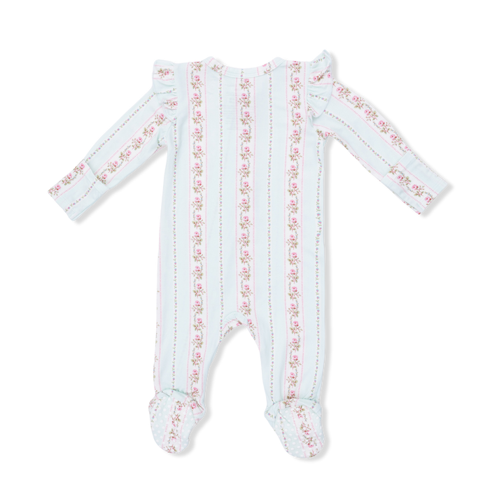 Angel Dear Antoinette Stripe 2 Way Ruffle Zip Footie