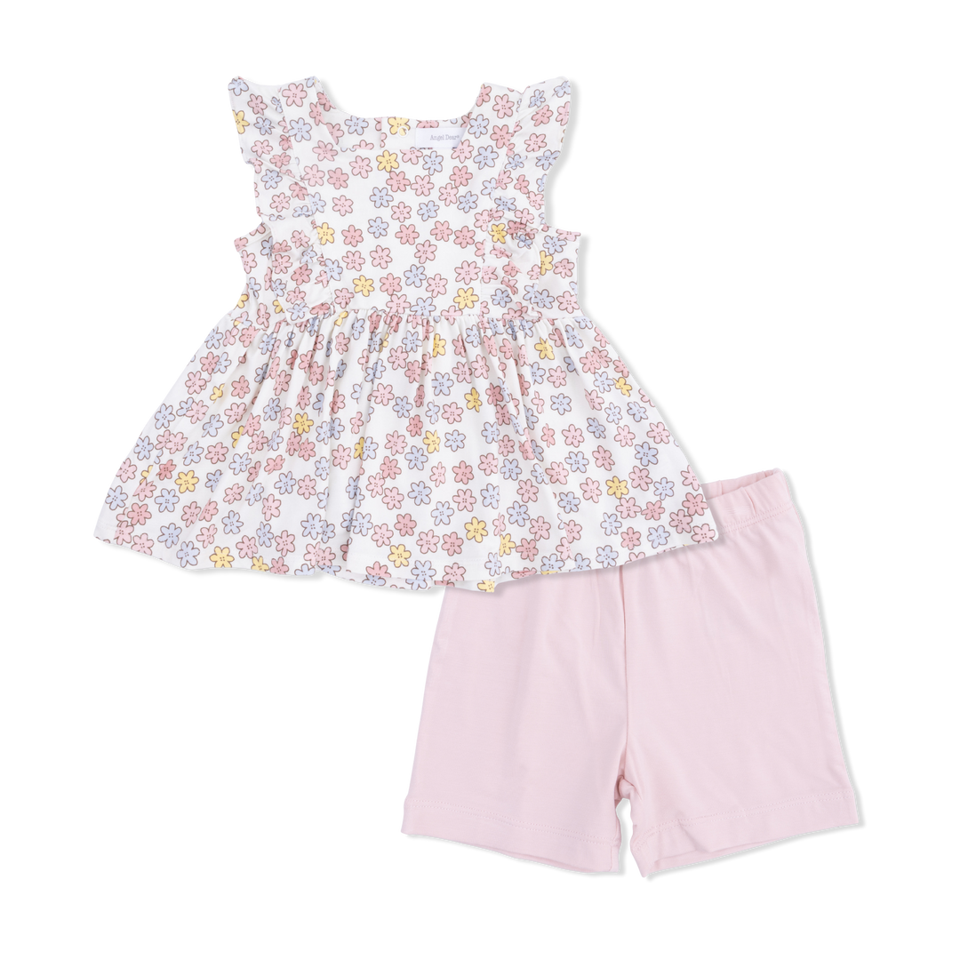 Angel Dear Sarah Floral Ruffle Tank + Short Set