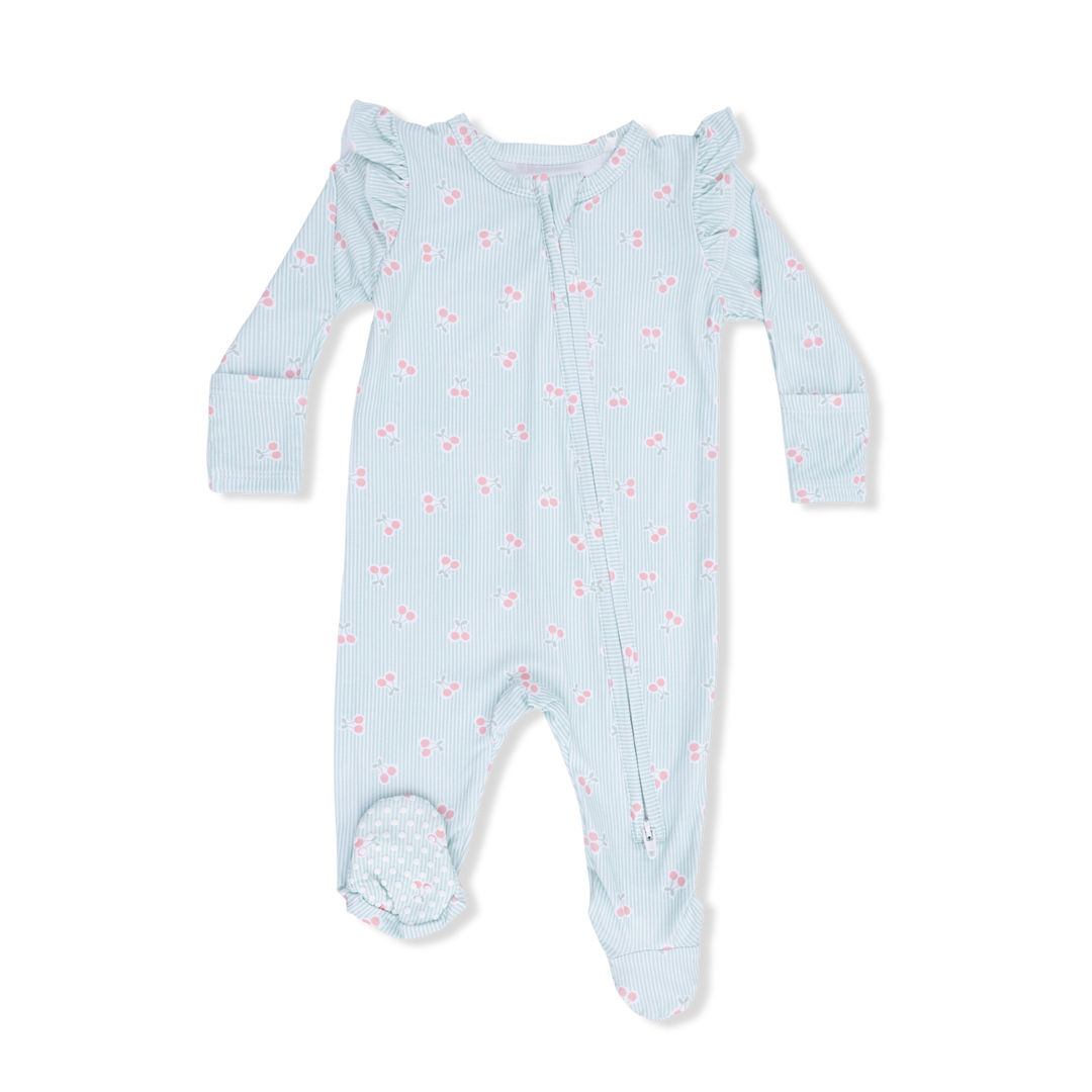 Angel Dear Tiny Cherry Stripe Zipper Footie