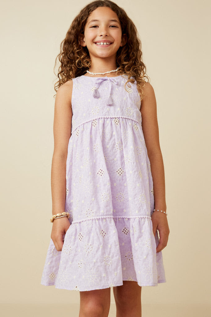 Hayden Floral Crochet Lace Dress in Lavender