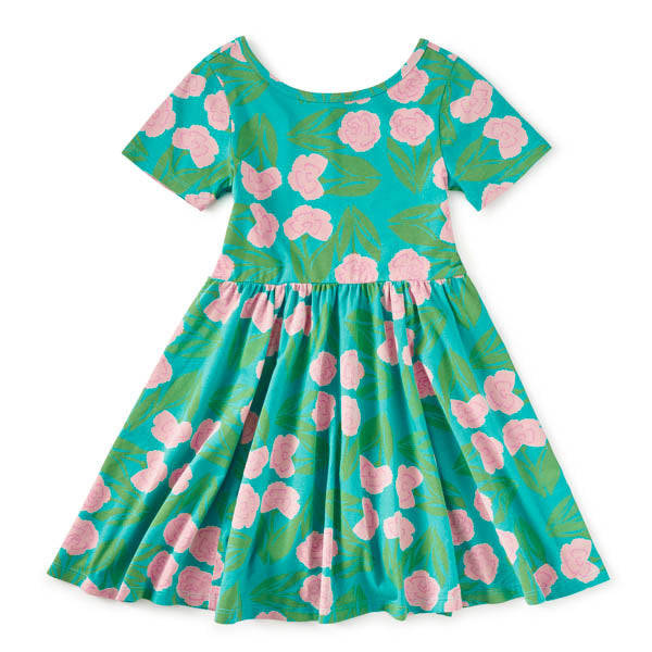 Tea Collection Short Sleeve Ballet Dress in Carnation Floral