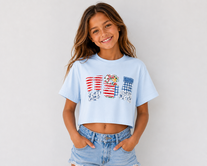 USA Patch Tee in Blue