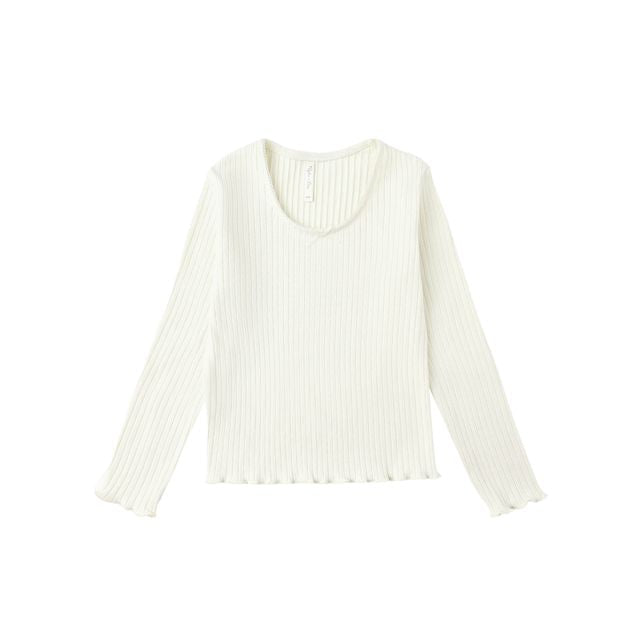 Rylee & Cru Tween Ribbed Long Sleeve Tee in Ivory