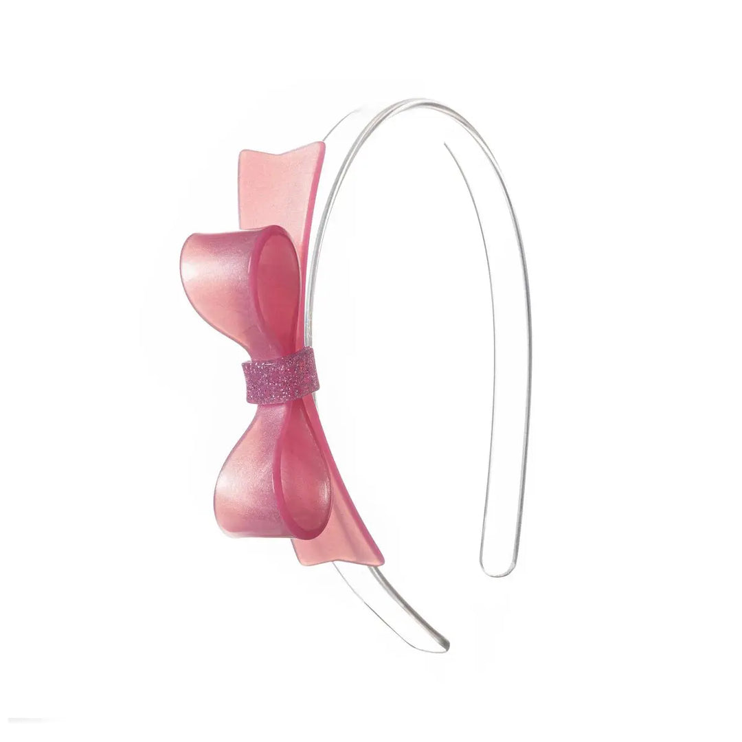 Lilies & Roses Pink Satin Bow Tie Headband