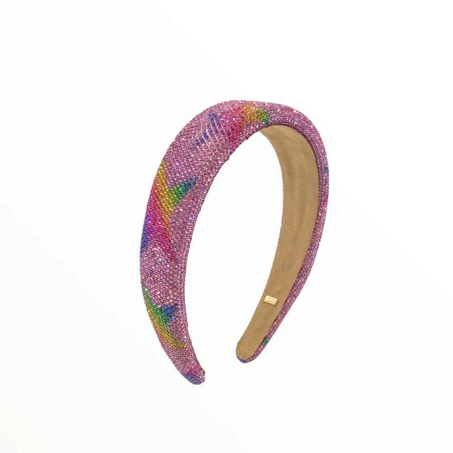 Bari Lynn Fully Crystalized Star Headband in Pink Rainbow